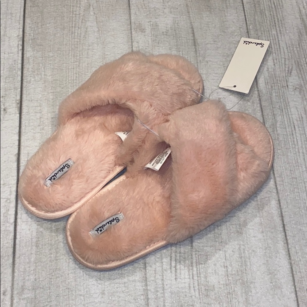 Splendid Faux Fur Slippers, Crystal Pink, S/M
